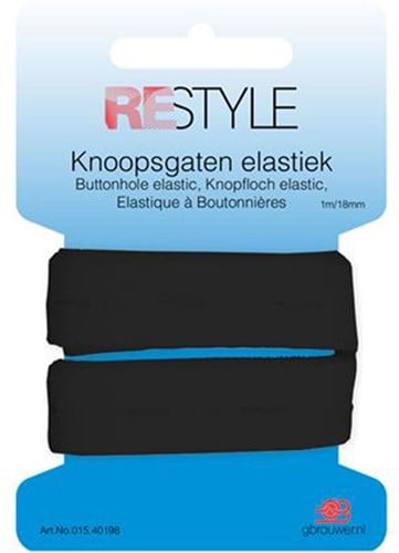Restyle Buttonhole Elastic 18 mm x 1 meter 000 Black