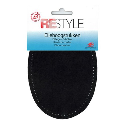Restyle Elbow Patches Faux Suede 14 cm x 9.5 cm Iron-On 000 Black