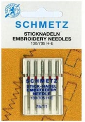 Schmetz Embroidery Needles Size 75 - 1 x 5 Needles per card