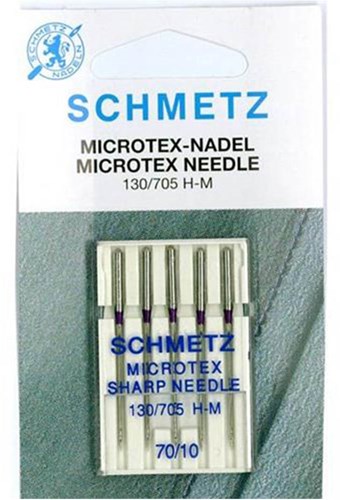Schmetz Microtex Needles Size 70 - 1 x 5 Needles per card
