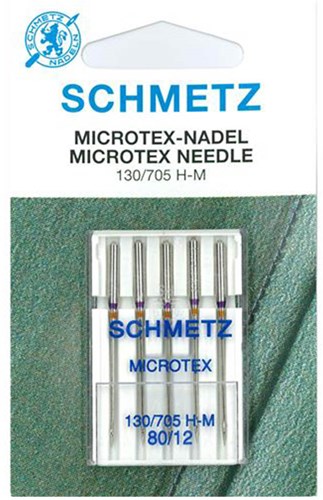 Schmetz Microtex Needles Size 80 - 1 x 5 Needles per card