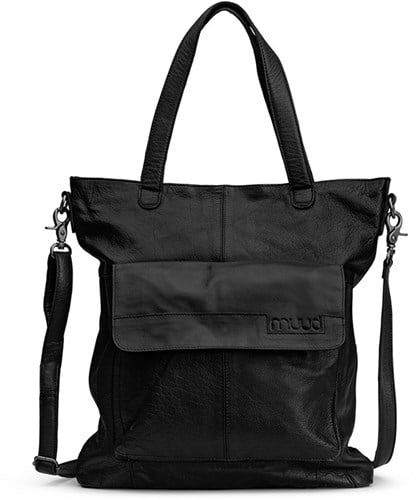 MUUD Arendal Black - Handmade leather bag for craft projects 35x34cm