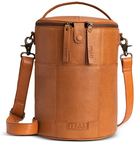 MUUD Saturn XL Whiskey - Handmade leather bag for craft projects 28xØ21cm