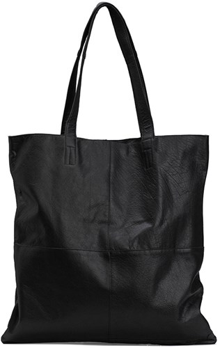 MUUD Show XL Black - Handmade leather shopper for daily use 53x53x30cm