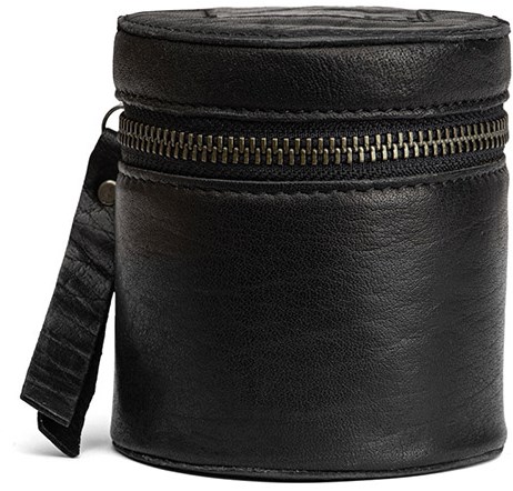 MUUD Helsinki XL Black - Handmade leather round cube for craft accessories 9.5x9cm