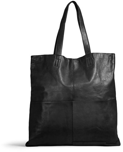 MUUD Show Black - Handmade leather shopper for daily use 39x35cm