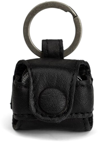MUUD Malmö Black - Handmade leather case for measuring tape 3x4x2.3cm
