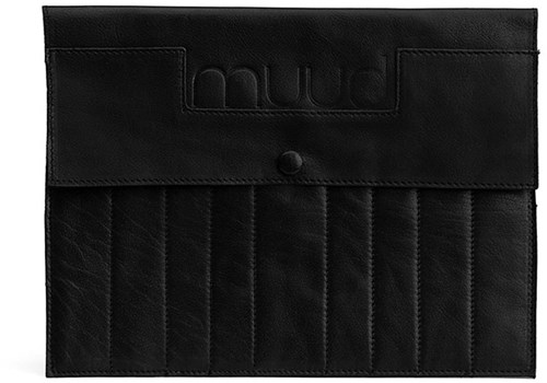 MUUD Oslo XL Black - Handmade leather case for sock needles and interchangeable knitting needles 22x28cm