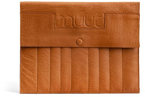 MUUD Oslo XL Whiskey - Handmade leather case for sock needles and interchangeable knitting needles 22x28cm
