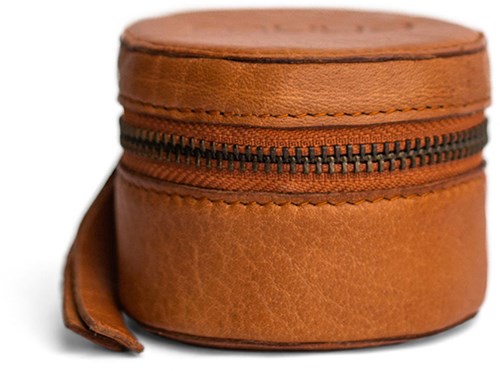 MUUD Helsinki Whiskey - Handmade leather round cube for craft accessories 5.5x7.5cm