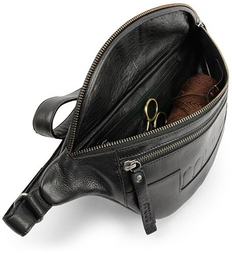 MUUD Vegas Black - Handmade leather belt bag 17x38cm