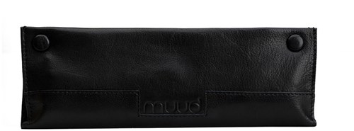 MUUD Hattie Black - Handmade leather case for crochet hooks and sock needles 7x23cm
