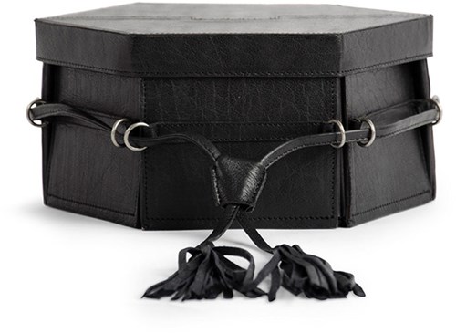 MUUD Evita Black - Handmade leather 6-sided craft storage box 12x22x26cm