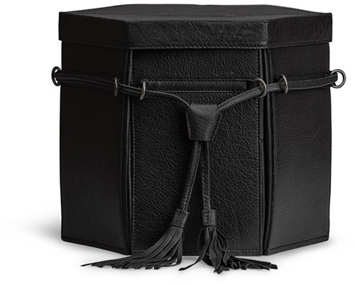 MUUD Evita XL Black - Handmade leather 6-sided craft storage box 22x22x26cm