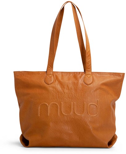 MUUD Laura tote bag Whiskey - Handmade leather bag with removable wallet 34x50x16cm