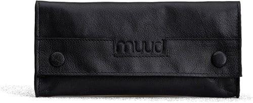 MUUD Liv Black - Handmade leather case for needles, pens and pencils 10x21cm