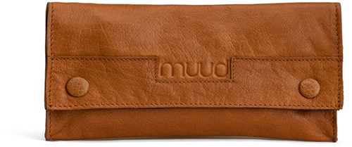 MUUD Liv Whiskey - Handmade leather case for needles, pens and pencils 10x21cm
