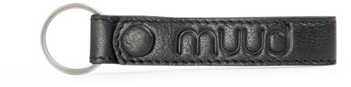 MUUD Dex Black - Handmade leather key ring 10x2cm