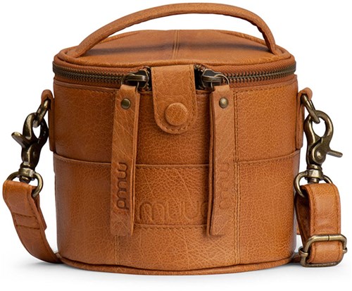 MUUD Saturn mini Whiskey - Handmade leather small bag 13xØ14cm