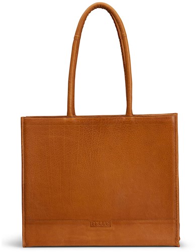 MUUD Bina XL Whiskey - Handmade leather shopper with removable wallet 35x43x18cm