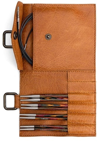 MUUD Carita B Whiskey - Handmade leather inlay 14 x 21 cm for knitting needle points