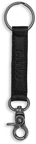 MUUD Deva - Black Handmade leather key ring with D-ring 13.5 x 3 cm