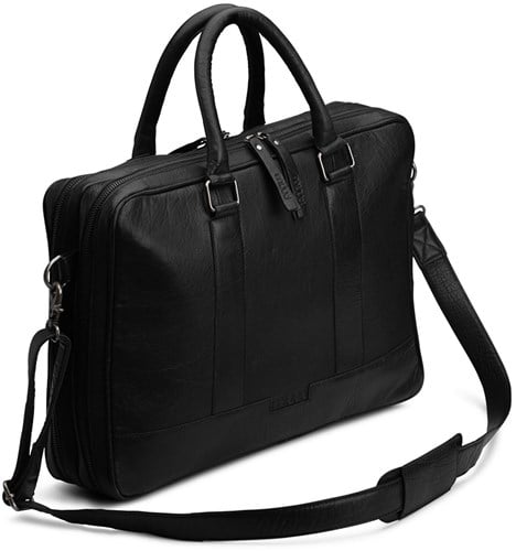 MUUD Drea - Black Handmade leather laptop bag-2