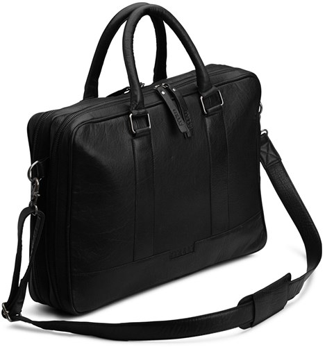 MUUD Dac - Black Handmade leather shoulder bag 20 x 14.5 cm-2
