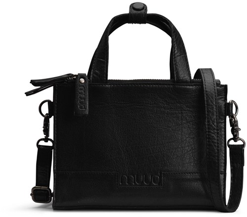 MUUD Dac - Black Handmade leather shoulder bag 20 x 14.5 cm