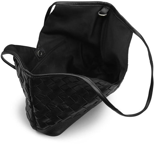 MUUD Dosy - Black Handgemaakt leren gevlochten handtas 29 x 43 cm