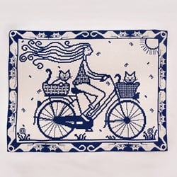 Woman with Cats Cycling Interlocking Crochet Kit AdO Crochet