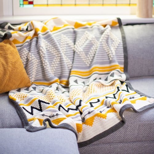Dream Blanket 6.0 CAL Crochet Kit 02 Graphite - Mustard - Shark Grey