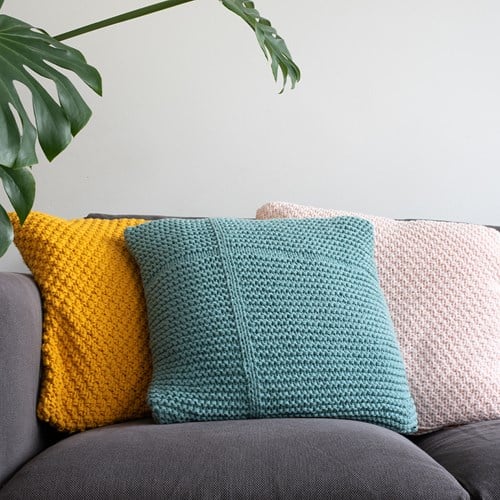 Yarn and Colors Moss and Cross Cushion Knit Kit 1-3