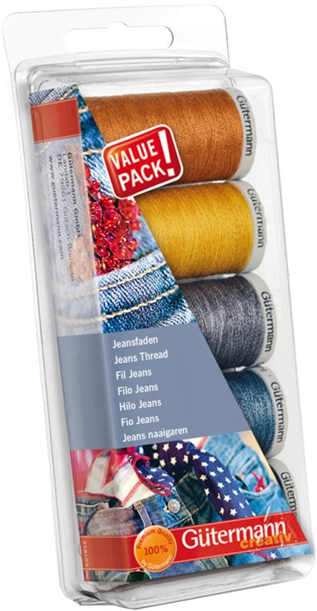  Gutermann Jeans Denim Sewing Thread Set - per pack of 5