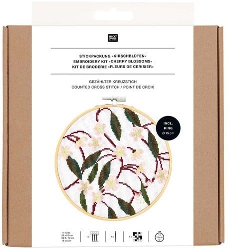 Rico Design Embroidery Kit Cherry Blossom Ø 15 cm