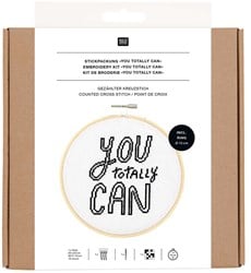 Rico Design Embroidery Kit "you totally can" Ø 15 cm