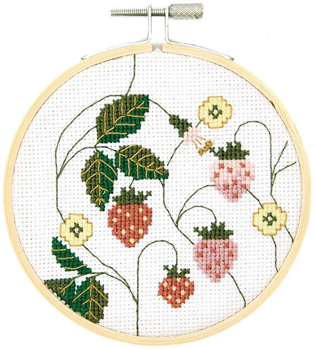 Rico Design Embroidery Kit Strawberry Ø 10 cm-2