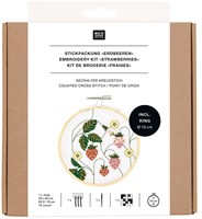 Rico Design Embroidery Kit Strawberry Ø 10 cm