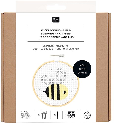 Rico Design Embroidery Kit Bee Ø 10 cm