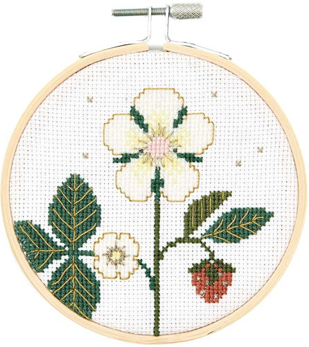 Rico Design Embroidery Kit Strawberry Blossom Ø 10 cm-2
