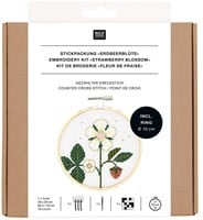 Rico Design Embroidery Kit Strawberry Blossom Ø 10 cm