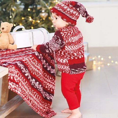 Stylecraft knitting pattern Easy Fair Isle Sweater, Blanket and Hat-2