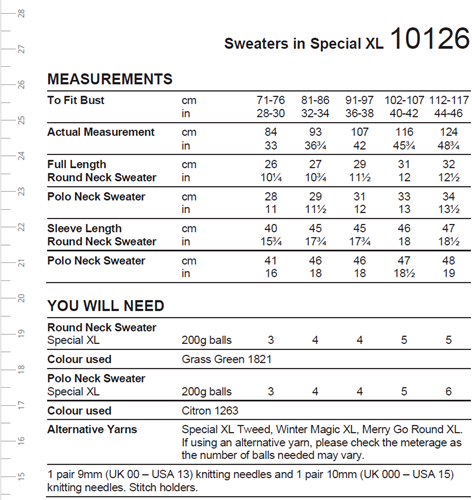 Stylecraft breipatroon Special XL Round & Polo Neck Sweater (2 designs) Benodigdheden