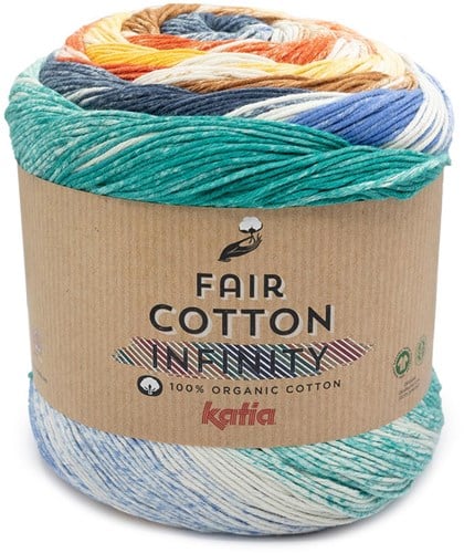Katia Fair Cotton Infinity 104 Green blue-Ultramarine blue-Brown-Yellow