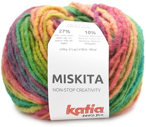 Katia Miskita 101 Green-Mustard-Orange-Dark fuchsia