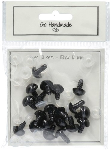 Go Handmade Safety Eyes Black 12mm (10 pieces)-2