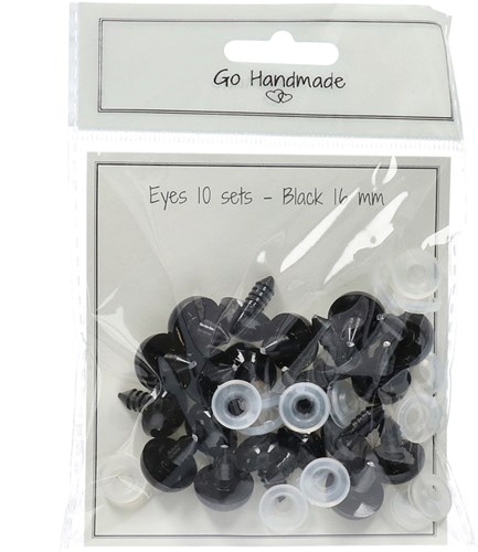 Go Handmade Safety Eyes Black 16mm (10 pieces)-2