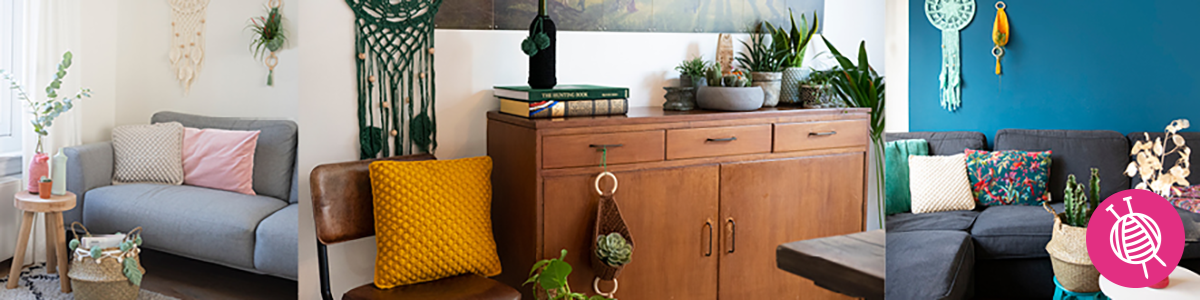 Crochet beautiful home décor in your favorite interior design style!