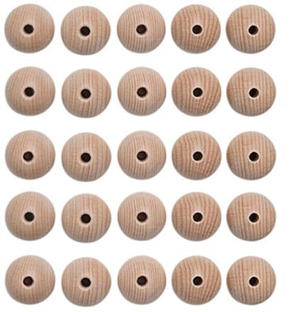Wooden Beads Set 25 Pieces 15 mm