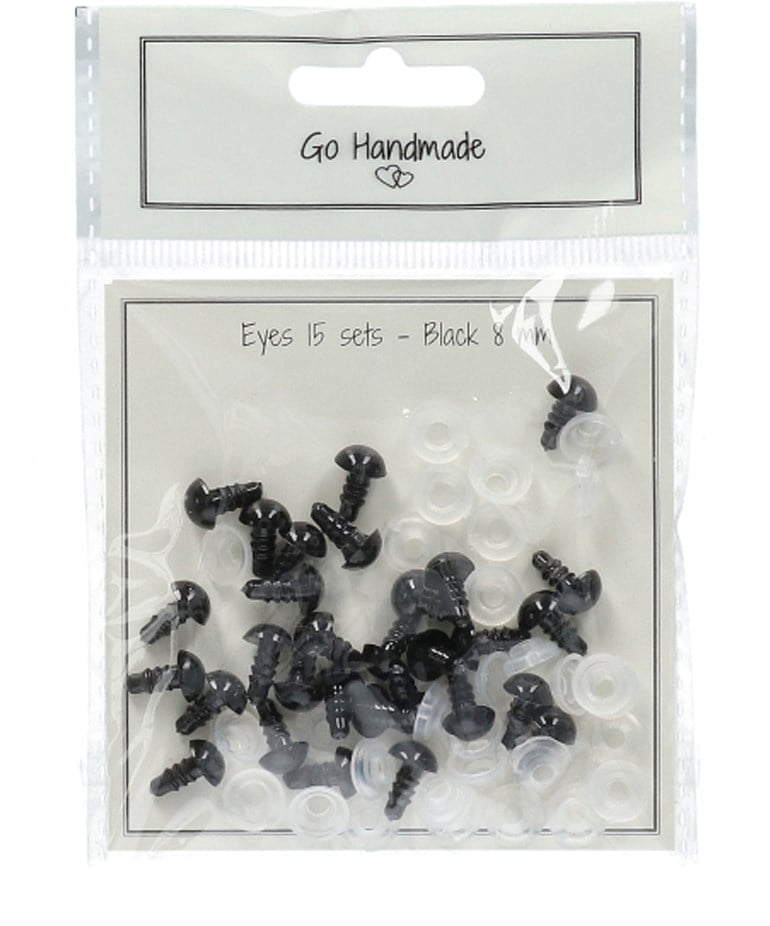 Go Handmade Safety Eyes Black 8mm (15 pieces) 